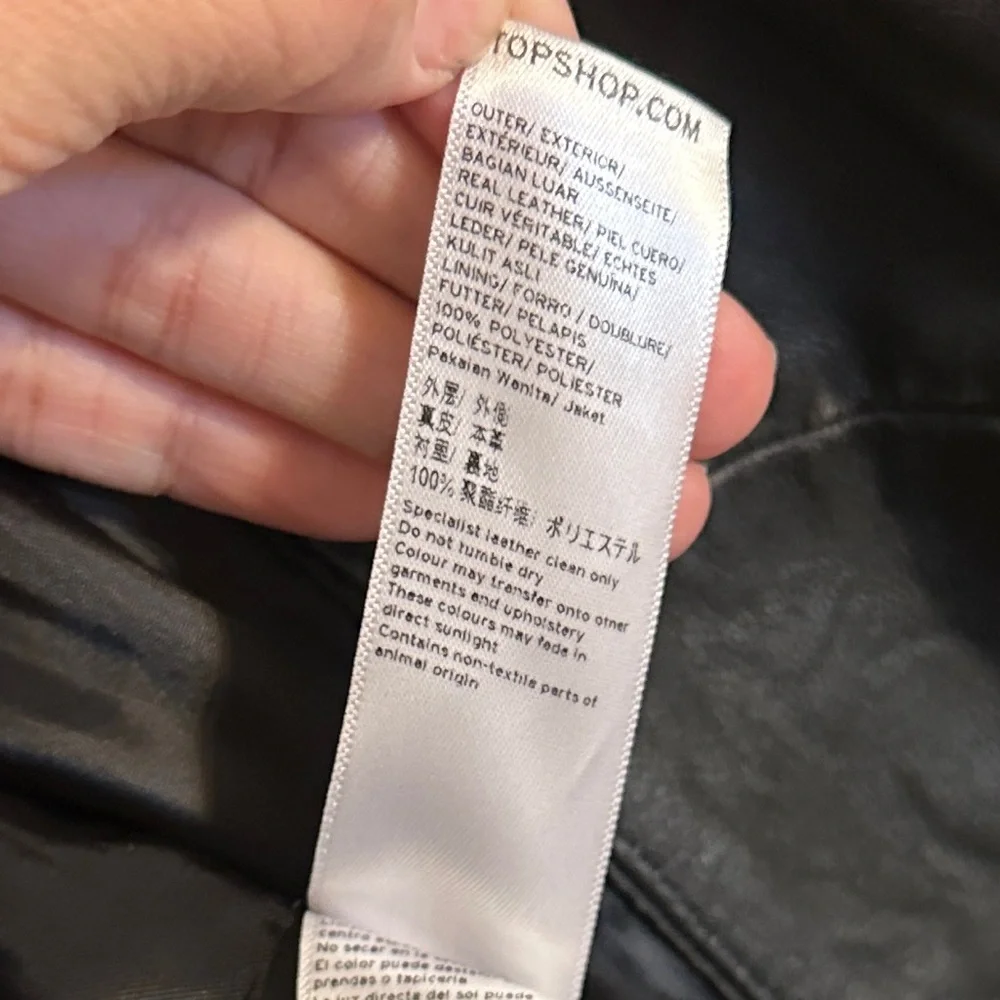 Topshop Sylvia Distressed Leather Vest Jacket, Black, Sz US 2/XS, NWOT - Picture 11 of 16